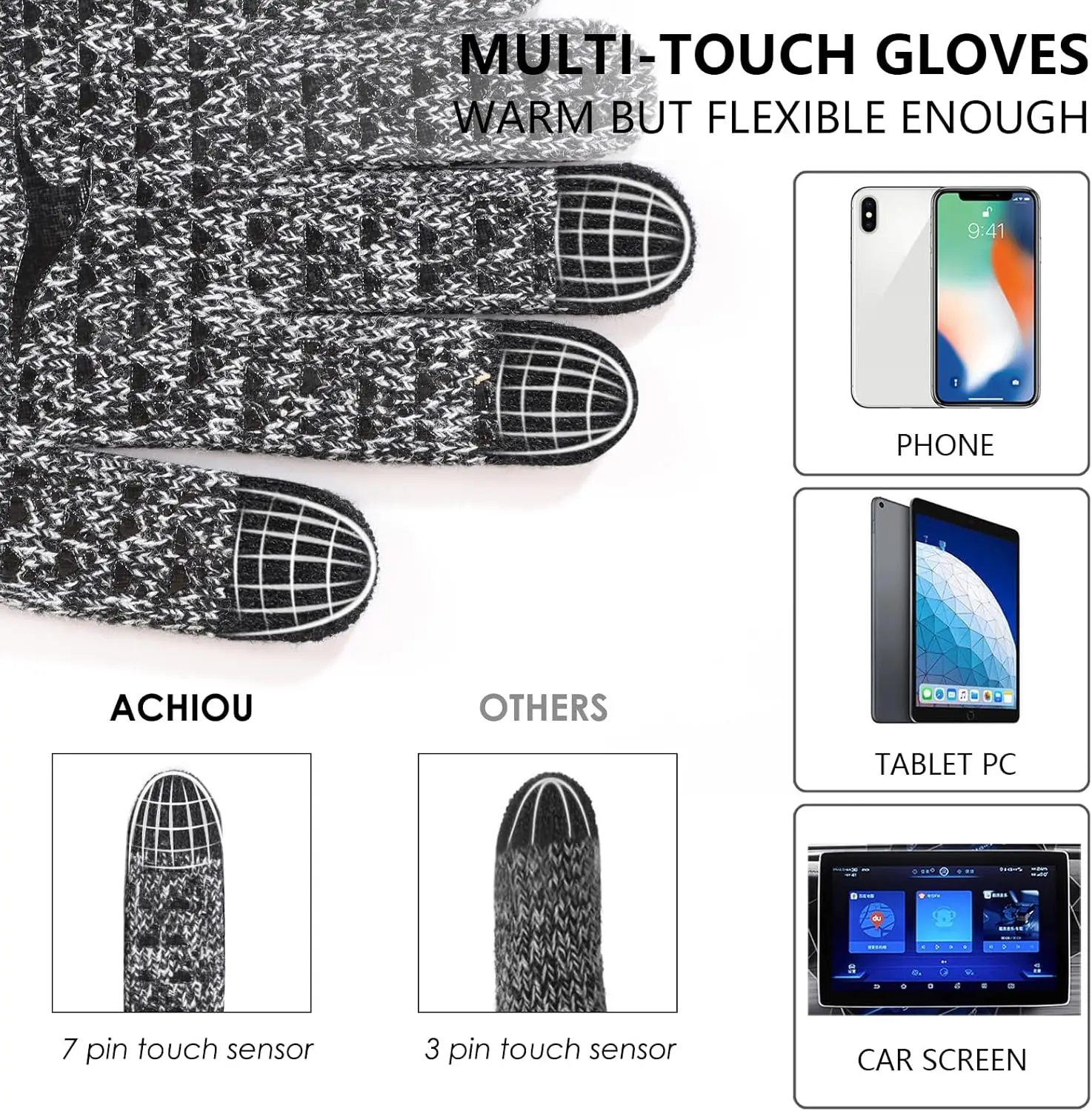 Winter Gloves, Glove for Men Women, Upgraded Touch Screen Texting Warm Running with Thermal Soft Knit Lining