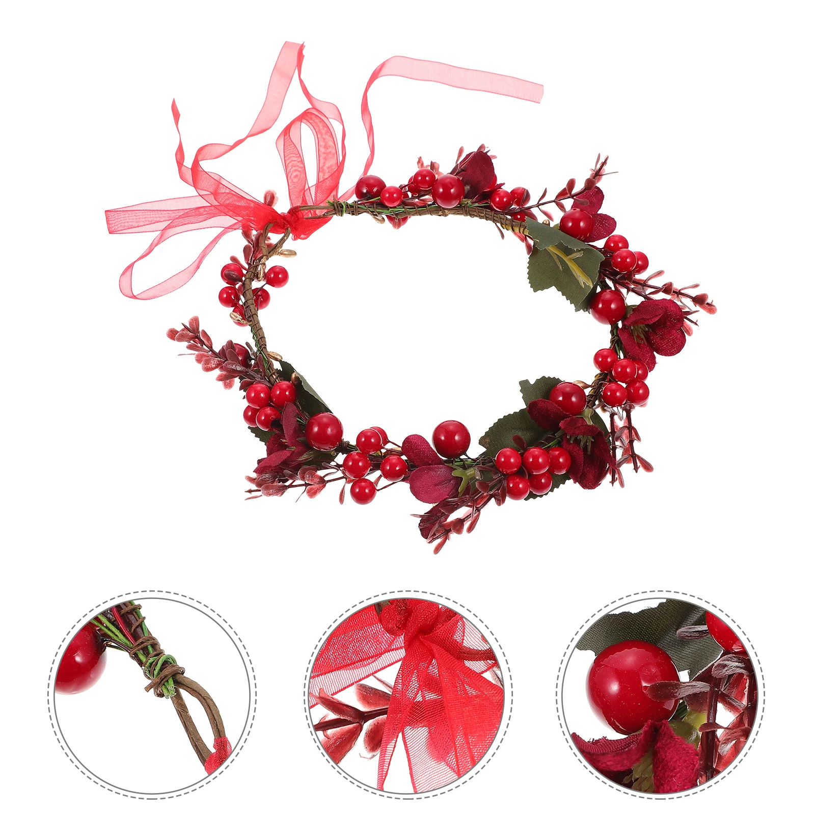 

1pc Simulated Berry Headdress Wreath Hairband Wedding Wear Bridal Accessories Women Xmas Party Realistic Berries Decorations