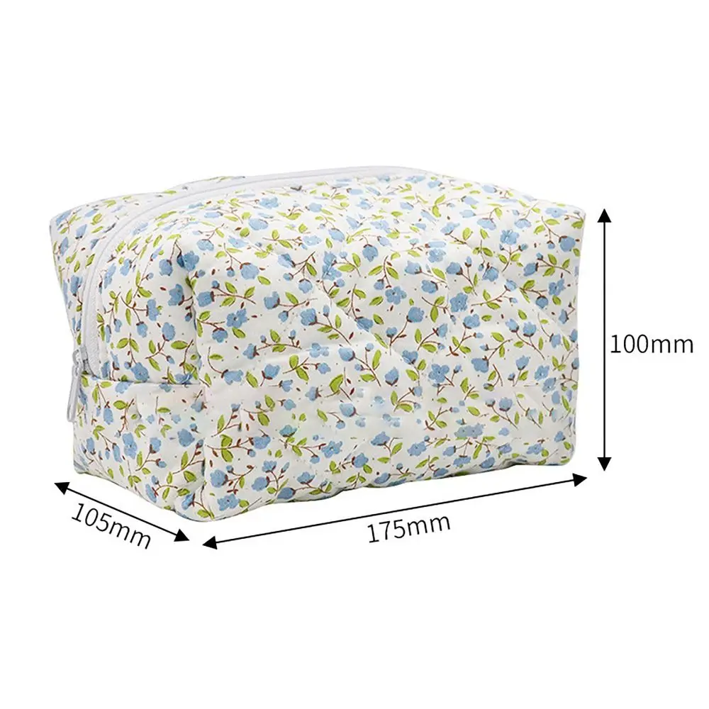 Flower Printed Floral Puffy Quilted Makeup Bag Cosmetic Pouch Makeup Accessory Toiletry Handbag Storage Organizer