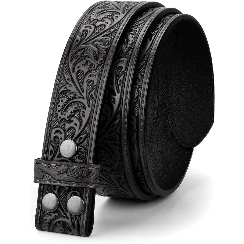 LEACOOLKEY Western Belt Strap for Men without Buckle 1.5