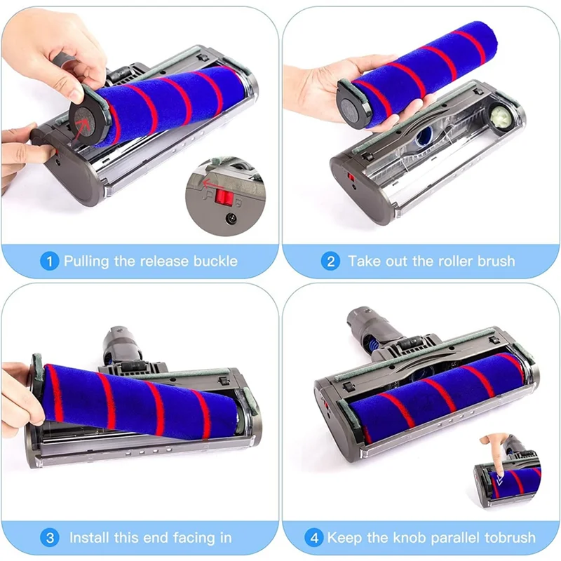 A74G-交換アタッチメントソフトローラーブラシダストライト付きダイソン V15 V11 V10 V8 V7 掃除機用堅木張りの床クリーナー