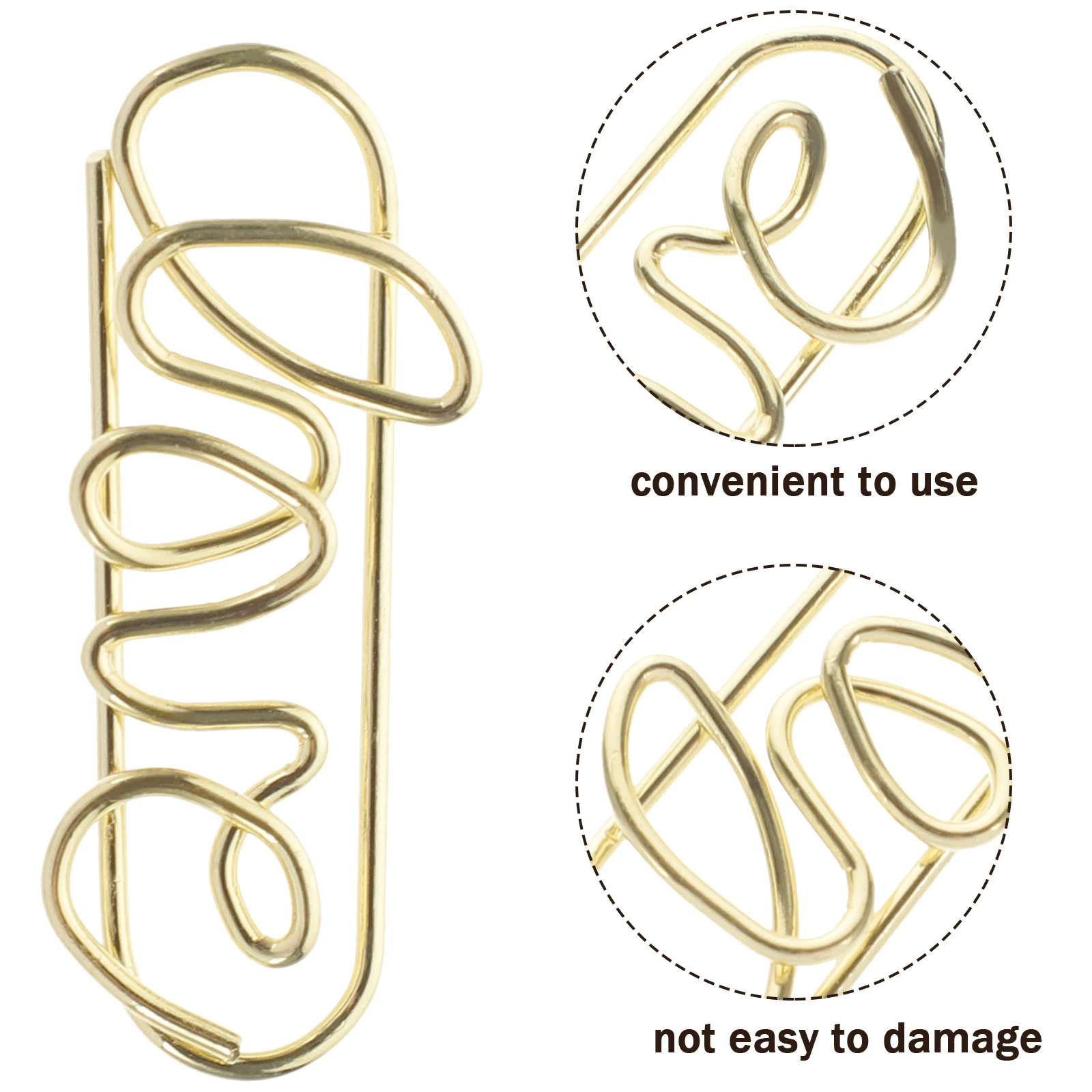 50pcs Small Metal Paperclips Gold/Rose Creative LOVE Shaped Paper File Clips Office Stationery Paper Clips