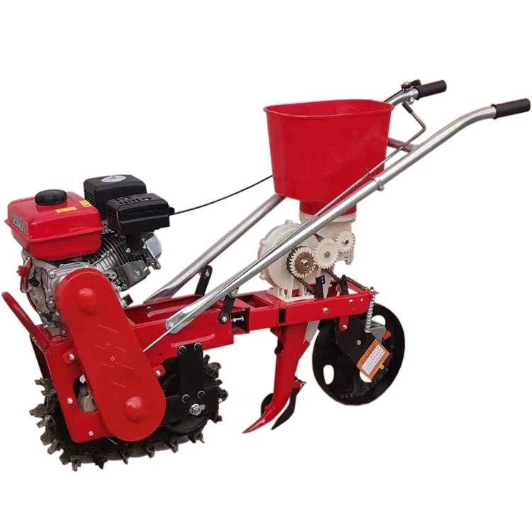 

Gasoline engine driven self-propelled corn seeder Integrated weeding fertilization and sowing machine Chain track trencher