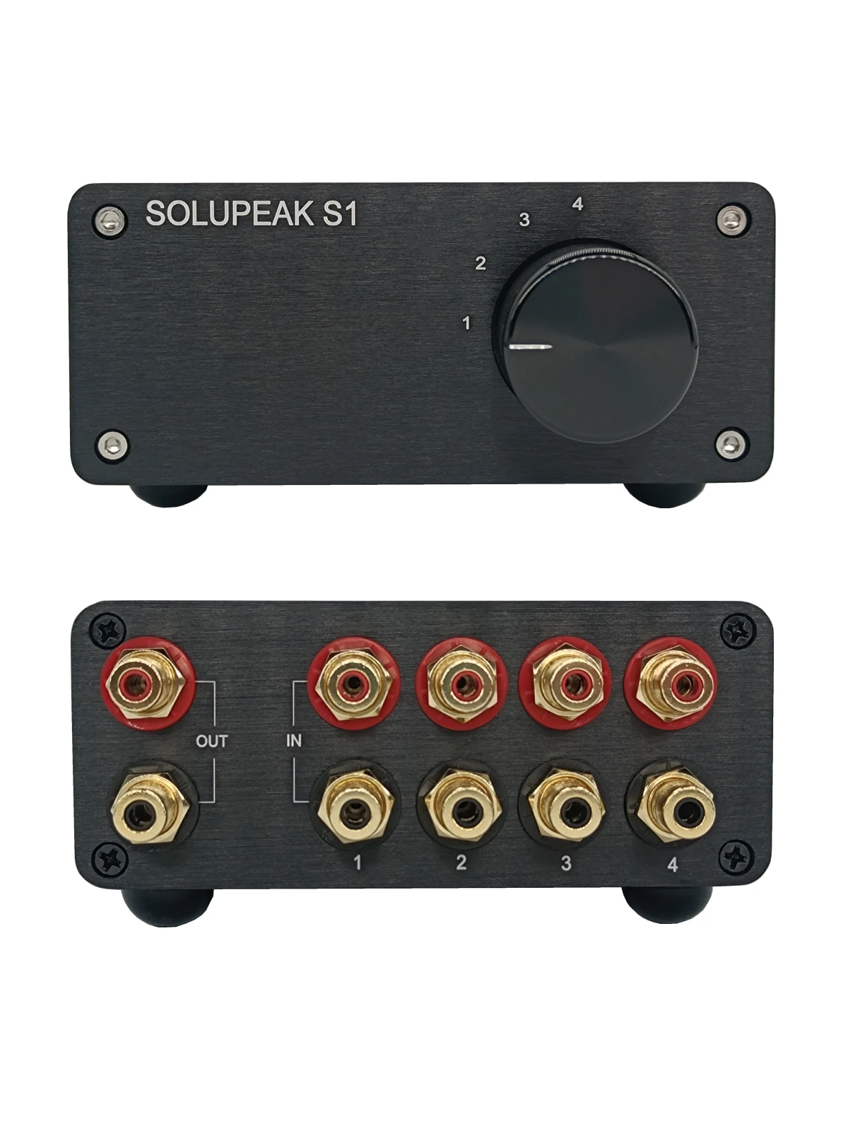 SOLUPEAK 4-Way RCA Signal Source Input Selector Switcher,Stereo Audio Switch Box ,Passive Splitter Distributor Premium HIFI -S1