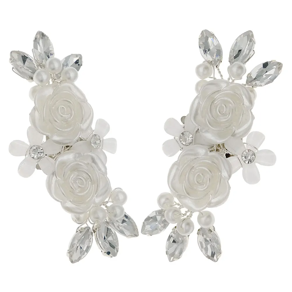 

1 Pair White Pearl Flower Shoe Clips for High Heels Wedding Bridal Accessories Decorative Removable Charm Embellishments Shoe