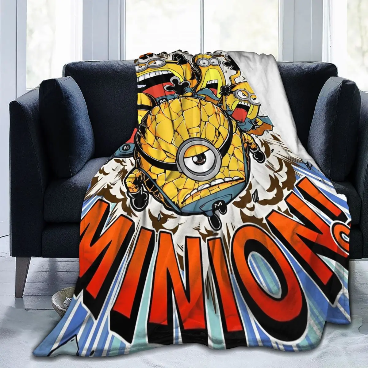 MINISO Mega Minions Soft Warm Blankets Child Picnic Bedding Throws Flannel Bedspread For Living Room Halloween Sofa Bed Cover