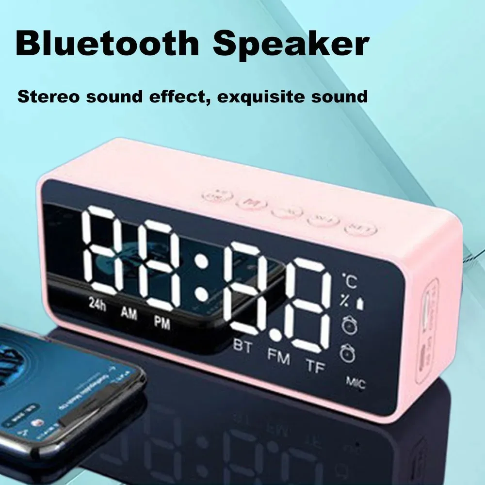 G50 Wireless Bluetooth Speaker with FM Mini Card Mirror Alarm Clock Audio Stall Receiving K Voice Prompt