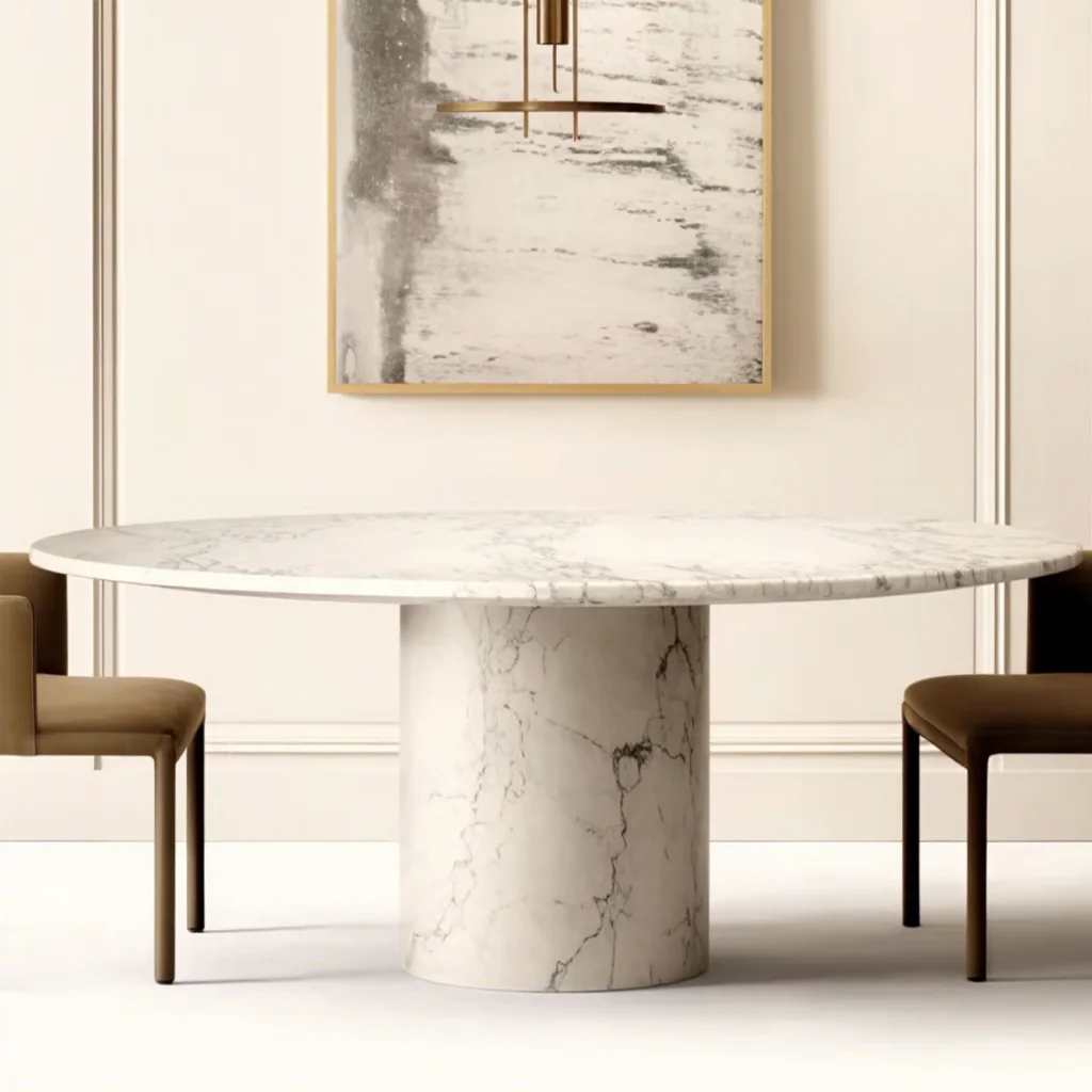 

Итальянский минималистичный дизайнерский обеденный гарнитур из мрамора: прочный, компактный, удобный, для использования в школах и отелях