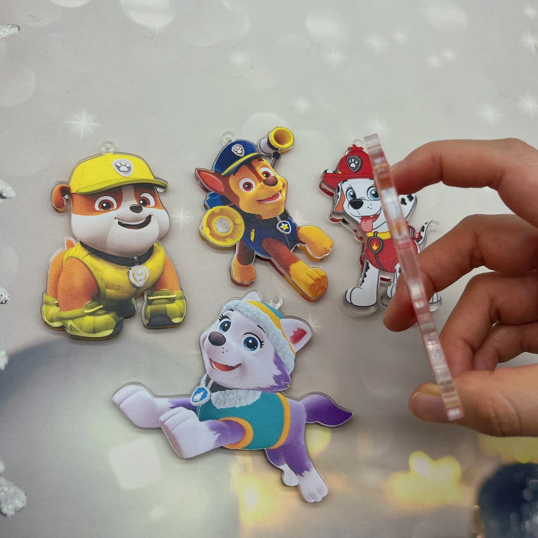 2D Flat Paw Patrol Christmas Decoration Anime Model Birthday Tree Pendant Kid Toy Car Marshall Pendants Room Ornaments