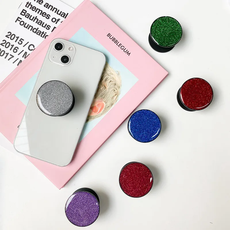 

GLITTER Circle Mobile Phone Holder Stand Anti-Fall Finger Ring Bracket Grip For IPhone 14 15 16 Samsung Huawei Foldable Hoder