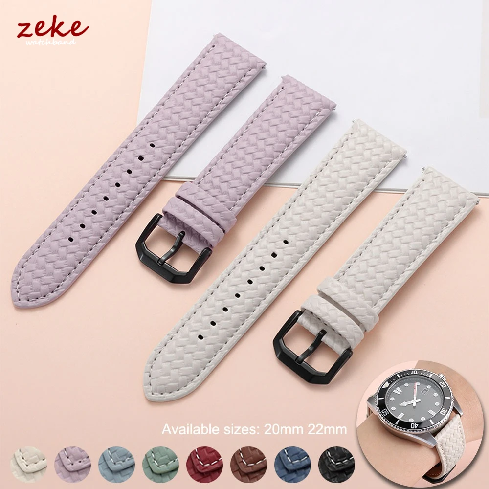 Woven-Pattern Leather Strap 20mm 22mm for Samsung Galaxy Watch 7/6/5/4 Replacement Watch Band Quick Release Bracelet Accessories