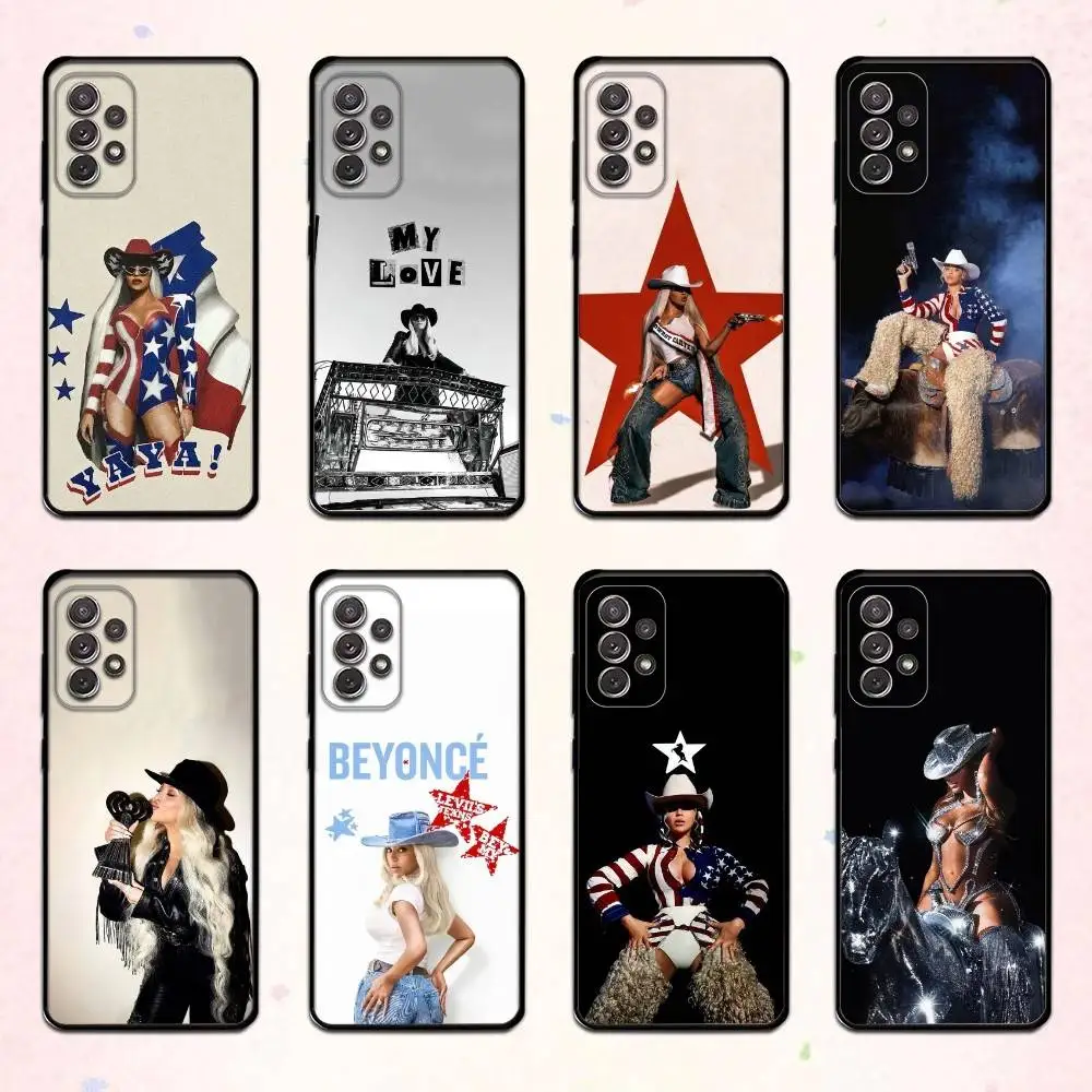 

B-Beyonce Cowboy Phone Case For Samsung S 25,24,23,22,30,21,10,9,Ultra,Plus,Lite,FE,4,5 G Soft Black Case