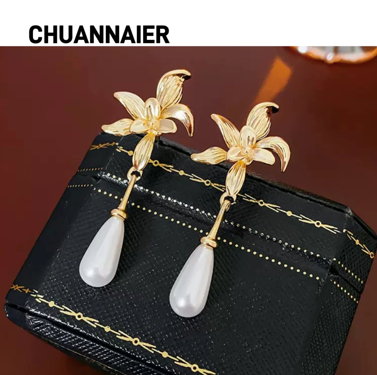 

Hot-selling pearl water drop flower earrings, individual temperament earrings, luxurious and high-end ear accessories for women