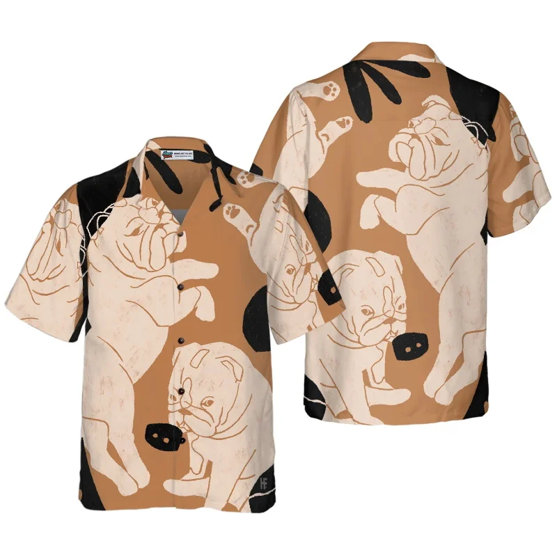 

Men's 3D Poodle Print Hawaiian Shirts Tropical Boho Dog Graphic Short Sleeve Button Down beach Shirt Summer Casual Aloha Shirt