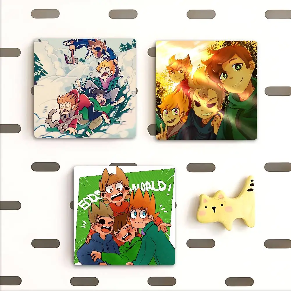 Animated E-Eddsworld Magnet Personalized Fridge Magnet Square Shape Fridge Refrigerator Wall Door Decoration