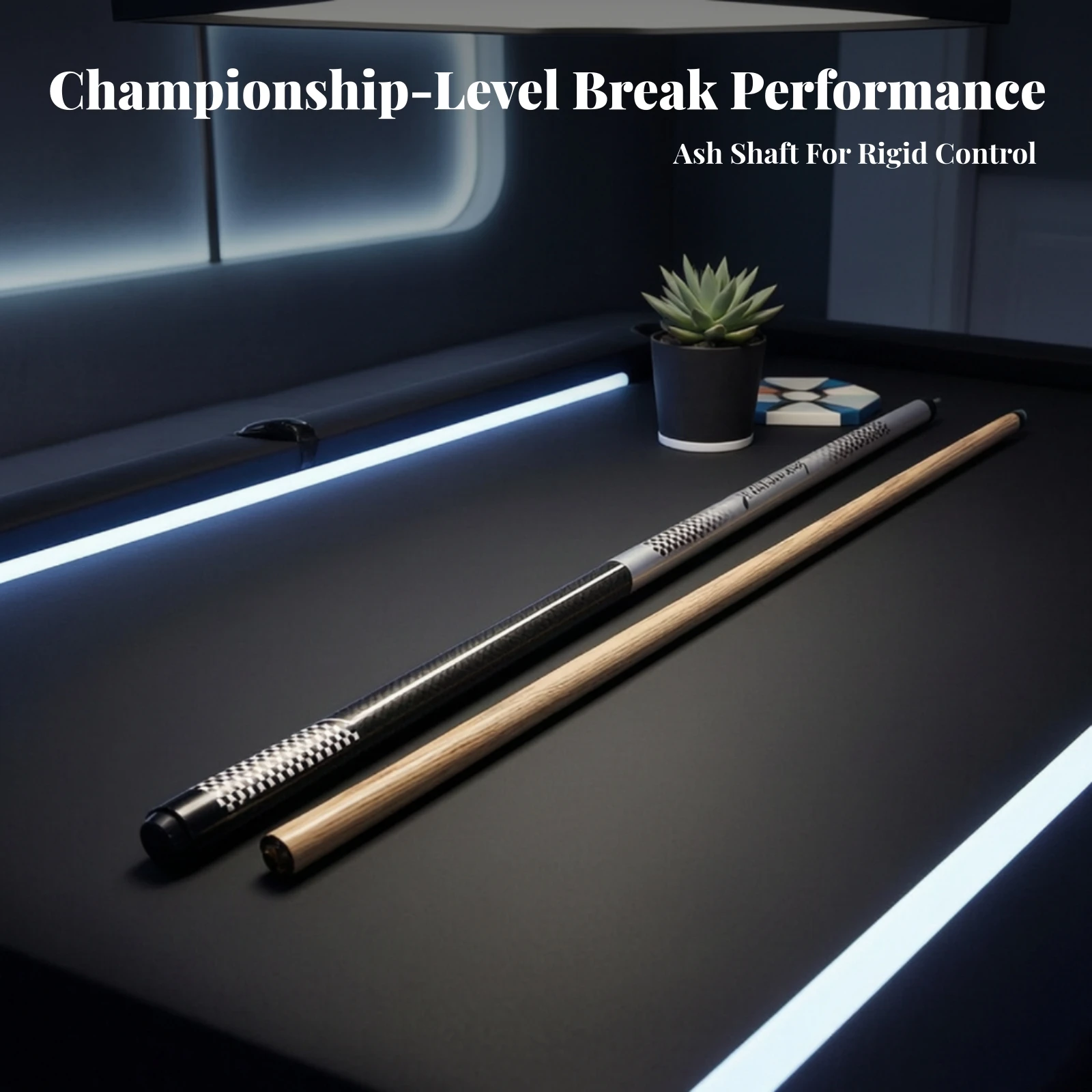 Break Cue with Crystal Tip Sturdy Billiard Break Cue Two-Piece Heavy for Home Game Rooms