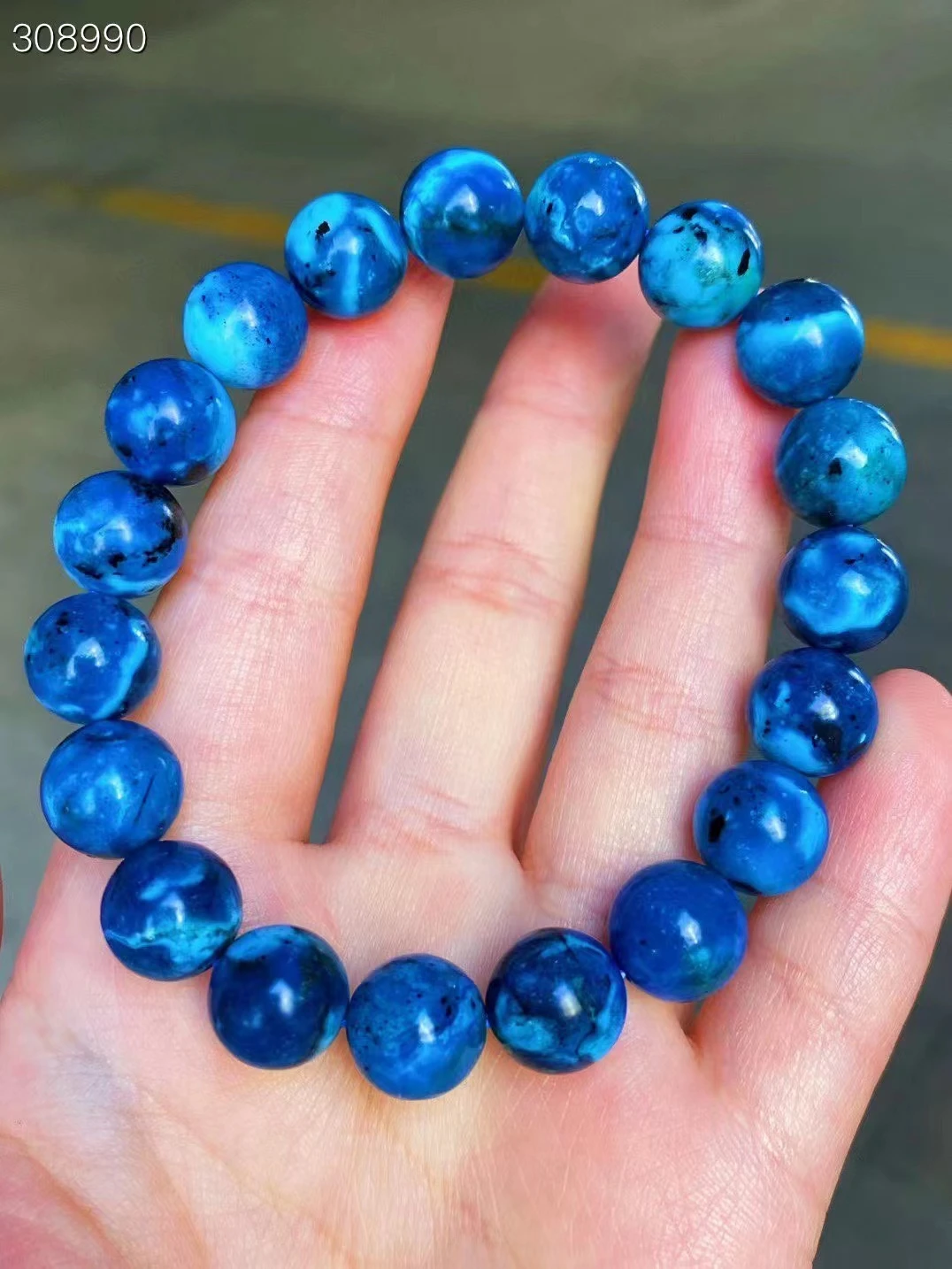 

Genuine Natural Malachite Azurite Green Blue Bracelet Round Beads 10.6mm Blue Malachite Woman Men Azurite Bracelet Genuin