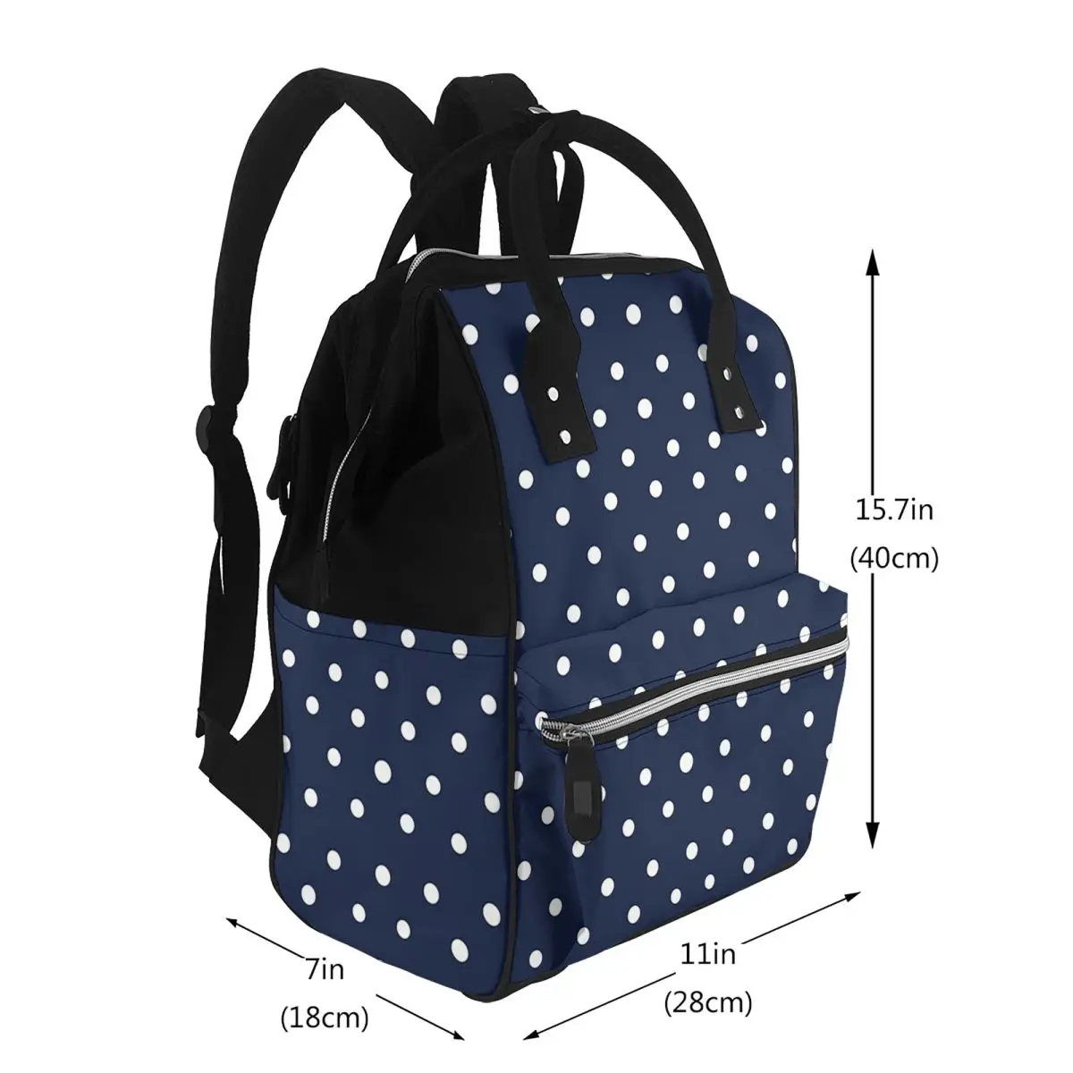 Navy And White Polka Dots Student Backpack School Bag Hiking Travel Daypack for Men Women Bookbag Shoulder Bags