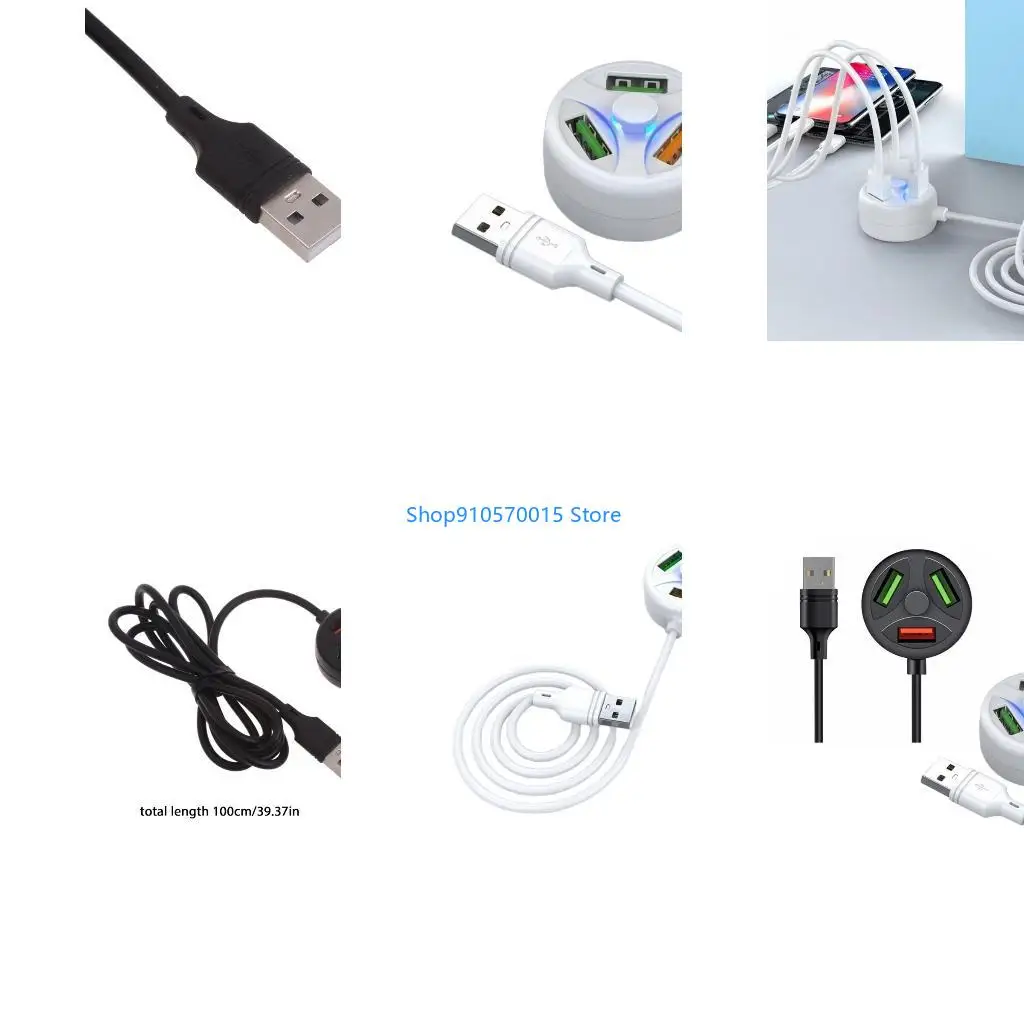 B95C Portable USB2.0 Charging Hub with 3 Port Multi USB Port Expander USB Splitter