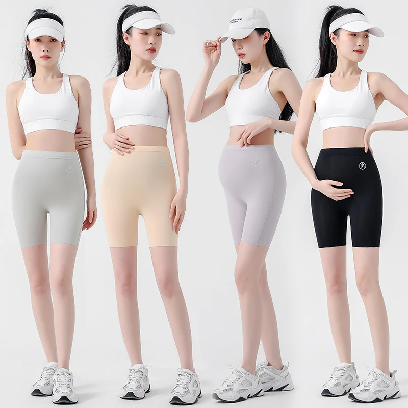 Summer Seamless Thin Safety Underpants for Pregnant Women Breathable Maternity Short Legging Adjustable High Waist Pregnancy