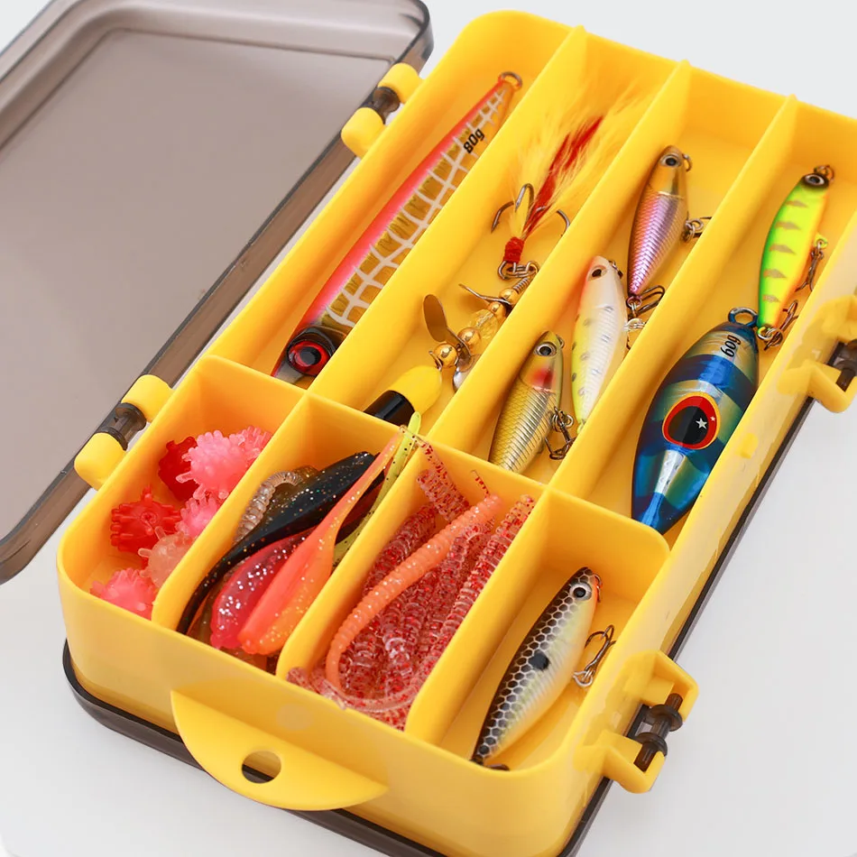 Double Sided Fishing Box Fishing Accessories Lures Hooks Storage Box Fishing Tackle Organizer Box