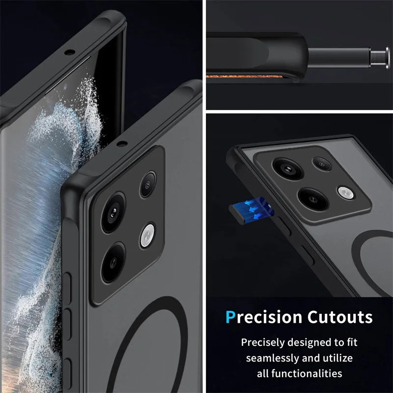 Translucent Magsafe Matte Phone Case for xiaomi redmi Note 13 12 11 11s 12s Pro Plus Note11 Note12 Note13 Pro 4G 5G Phone Cover
