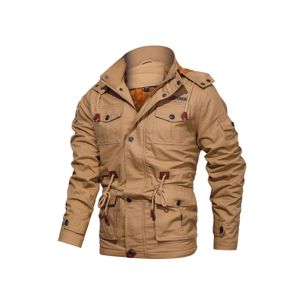 

Мужская зимняя повседневная утепленная куртка с капюшоном, средней длины, больших размеров, из хлопка, без бренда