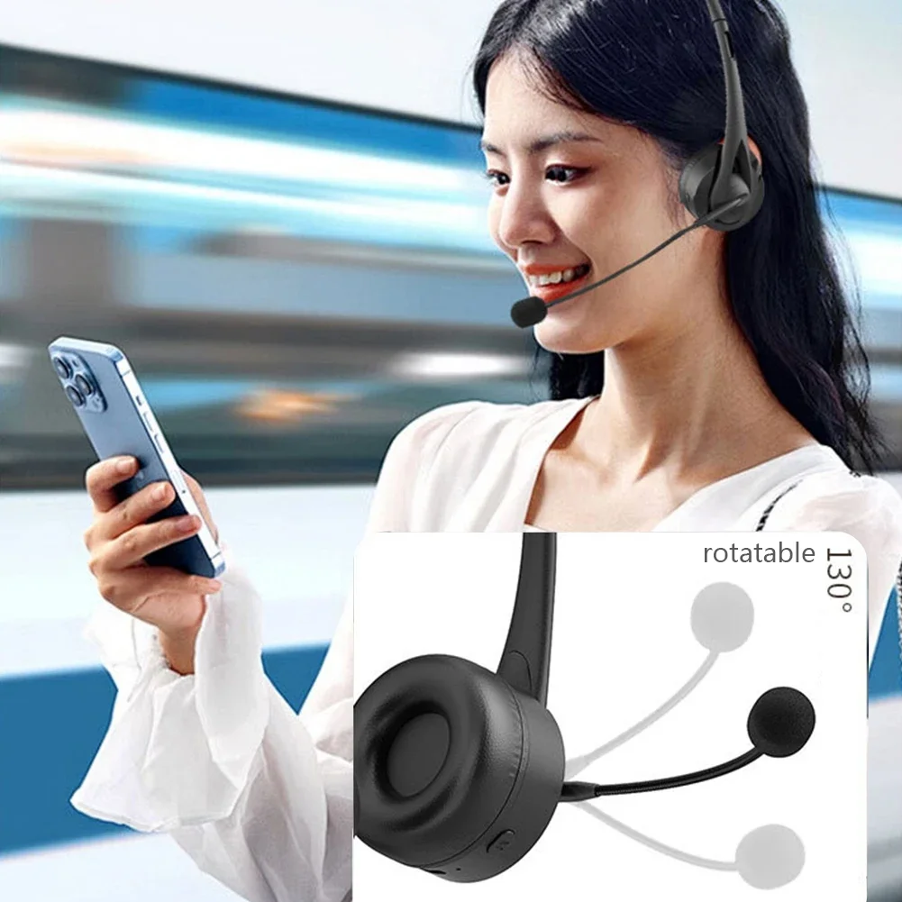 

BT V5.3 гарнитура Hi-Fi наушники с креплением на голову с микрофоном беспроводной драйвер грузовика гарнитура для вызова громкой связи для офиса колл-центру