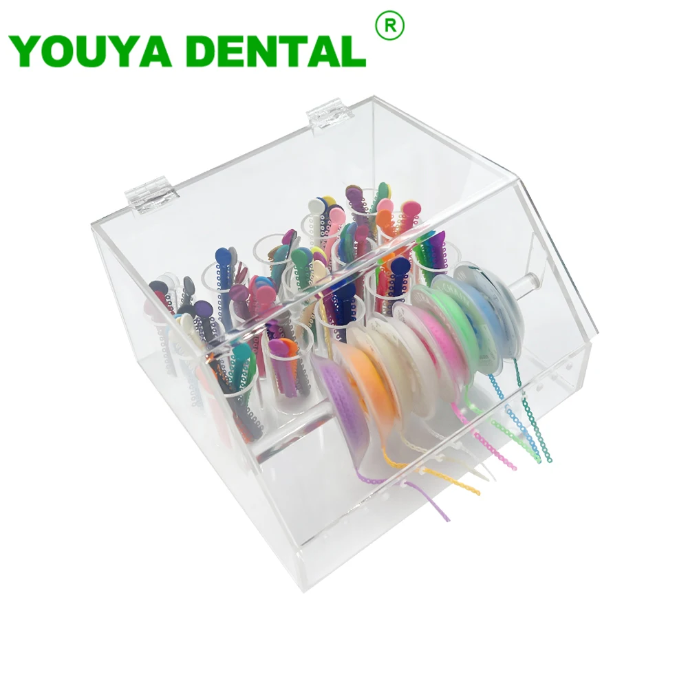 

Dental Orthodontic Ligature Tie Storage Box Acrylic Placing Case Elastic Power Chain O Ring Dispenser Organizer Holder Dentistry