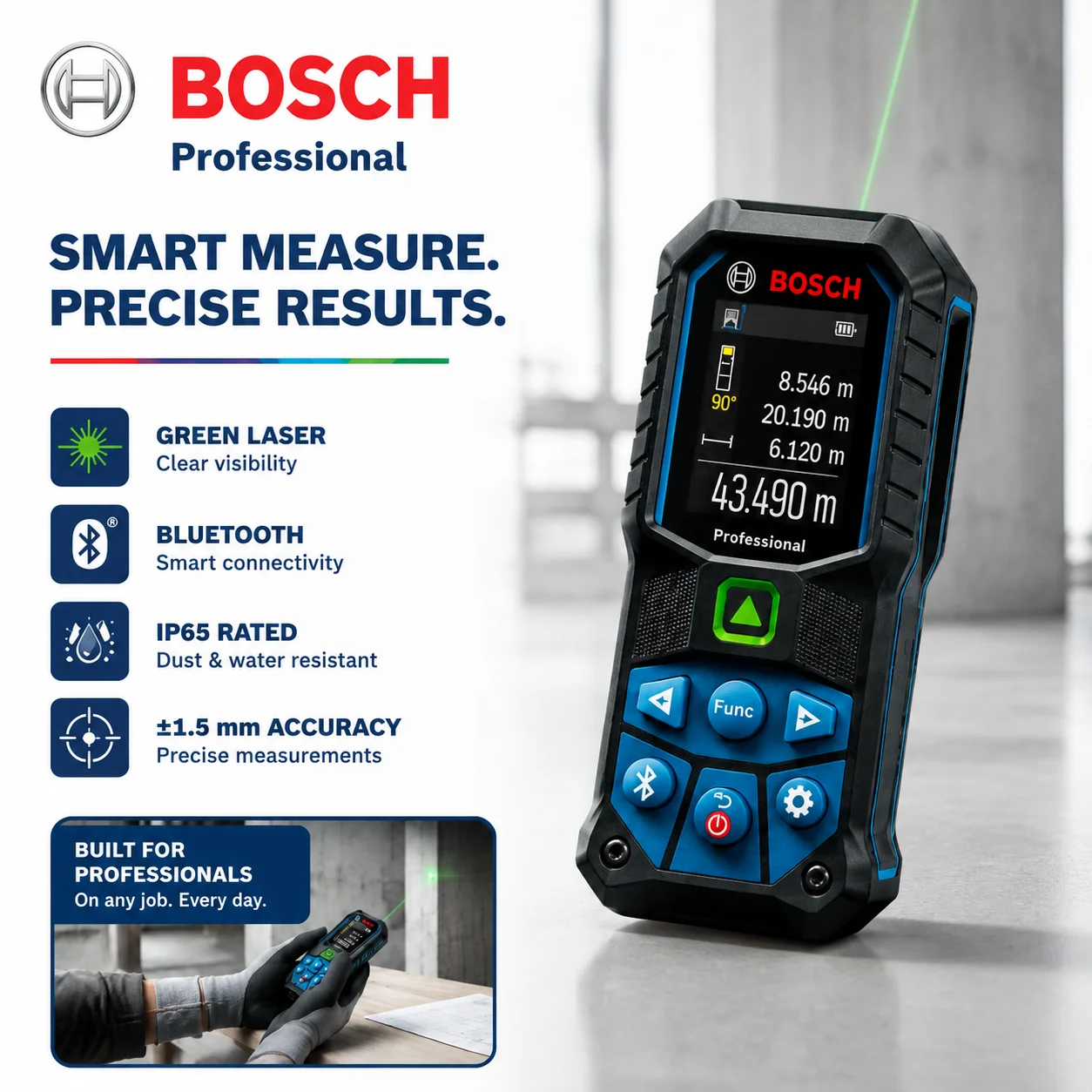 Bosch GLM 50-27 CG Professional Laser Measure 50M Green Laser Rangefinder IP65 Bluetooth Electronic Measuring Rule Instrument