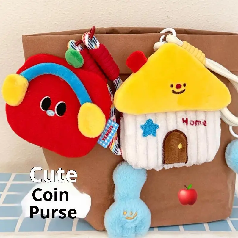 Xm1pc Plüsch Schmuck Lagerung Tasche Anhänger Rucksack Handtasche Dekoration Anhänger Geschenk Cartoon Plüsch Cottage Geldbörse Schlüsselbund