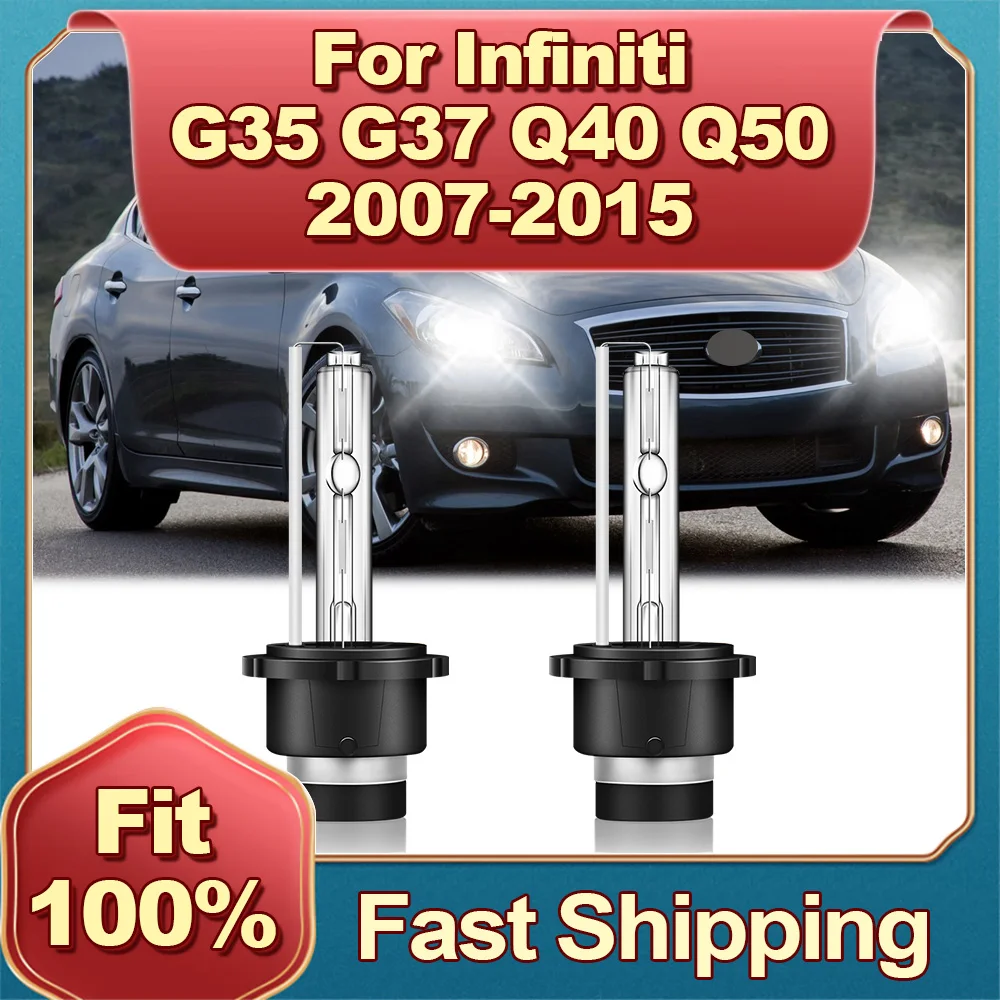 

D2S Xenon Headlight HID Bulbs 6000K White Auto Lamp For Infiniti G35 G37 Q40 Q50 2007 2008 2009 2010 2011 2012 2013 2014 2015