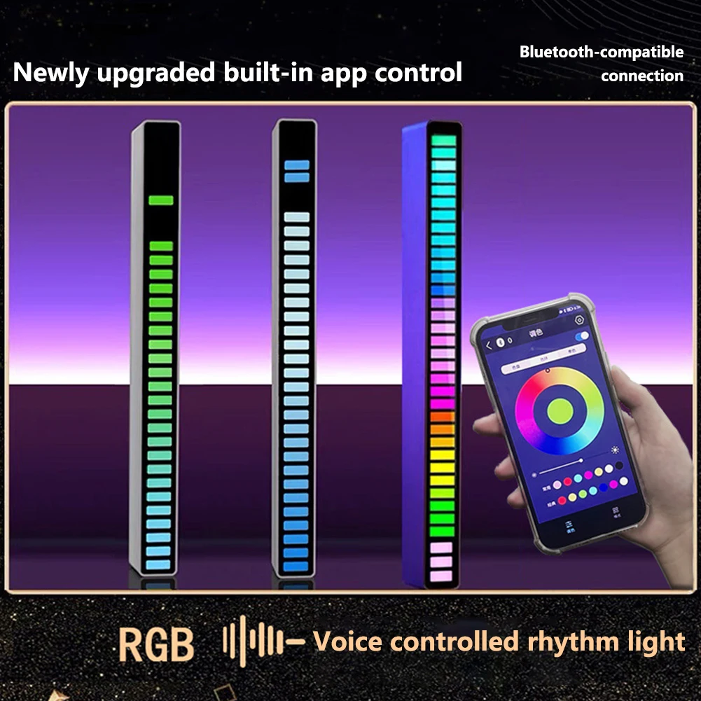 

RGB Voice Control Synchronous Rhythm Light Internet Popular Colorful Music Ambient Light Car Desktop Induction Creative Led Pick