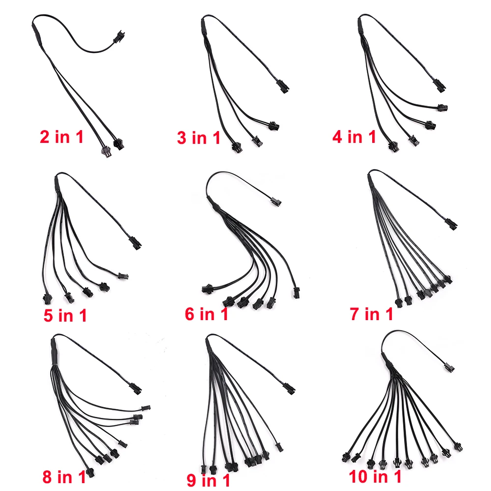 2Pin 2/3/4/5/6/7/8/9/10 in 1 Way Splitter Connectors Cable for EL Wire Neon Strip Light LED Wiring Fittings Splitting Wire