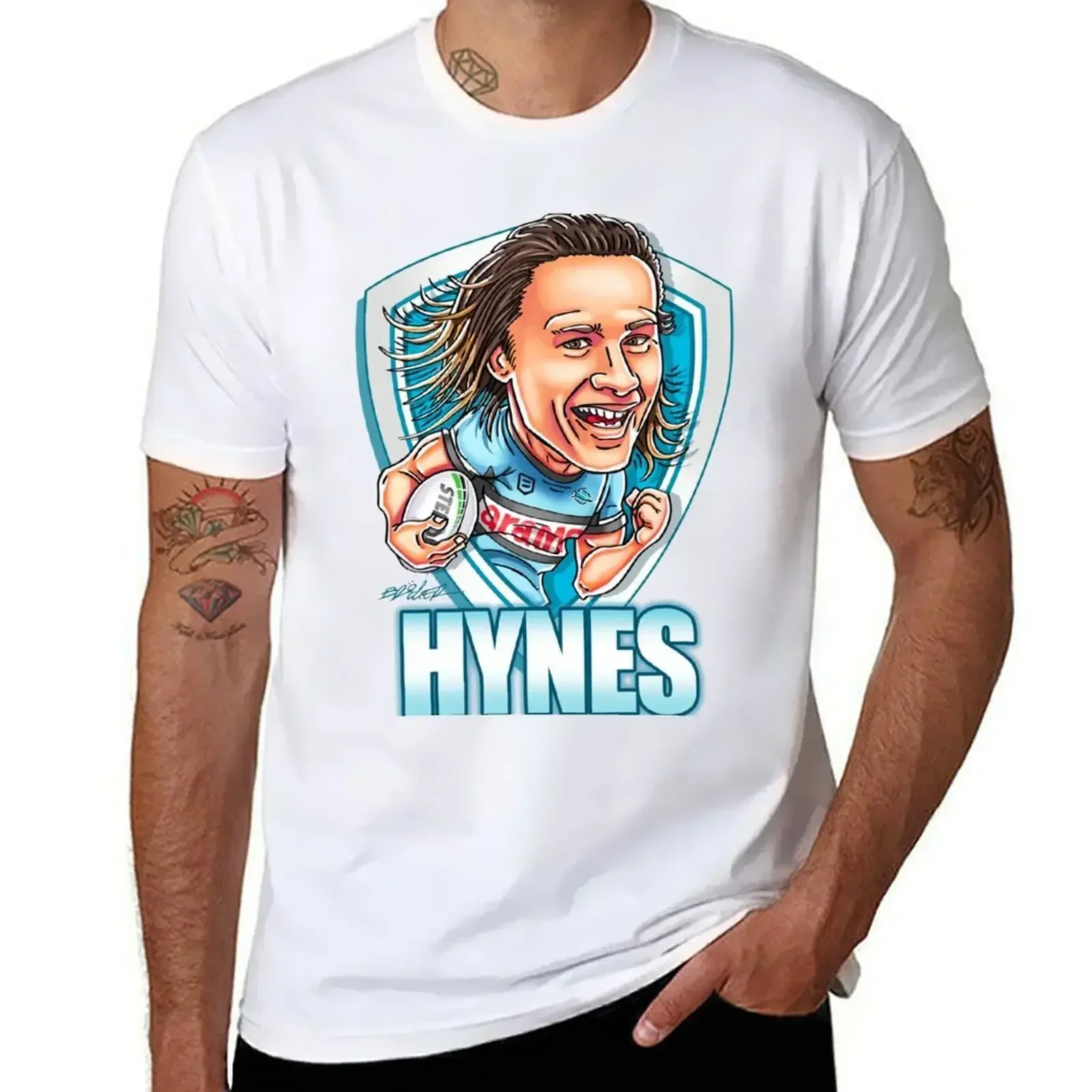 Nicho Hynes cartoon - Cronulla - NRL T-shirt tops aesthetic clothes anime clothes clothes for men