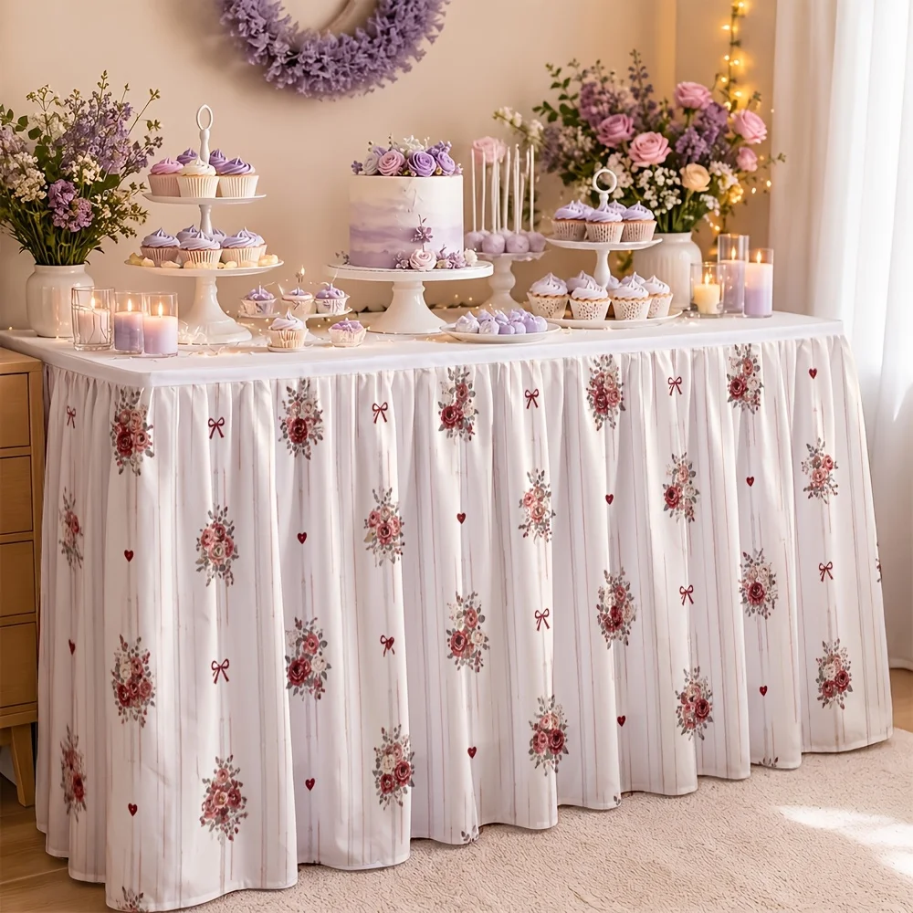 1 tablecloth skirt with elegant floral stripes