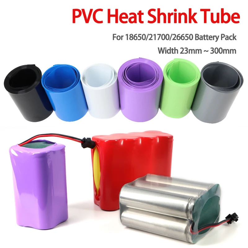 3m PVC Schrumpfschlauch, Breite 23mm ~300mm, für 18650/21700 Lipo-Akkupacks, Isolierfolie, Lithium-Gehäuseschutz, Kabelummantelung