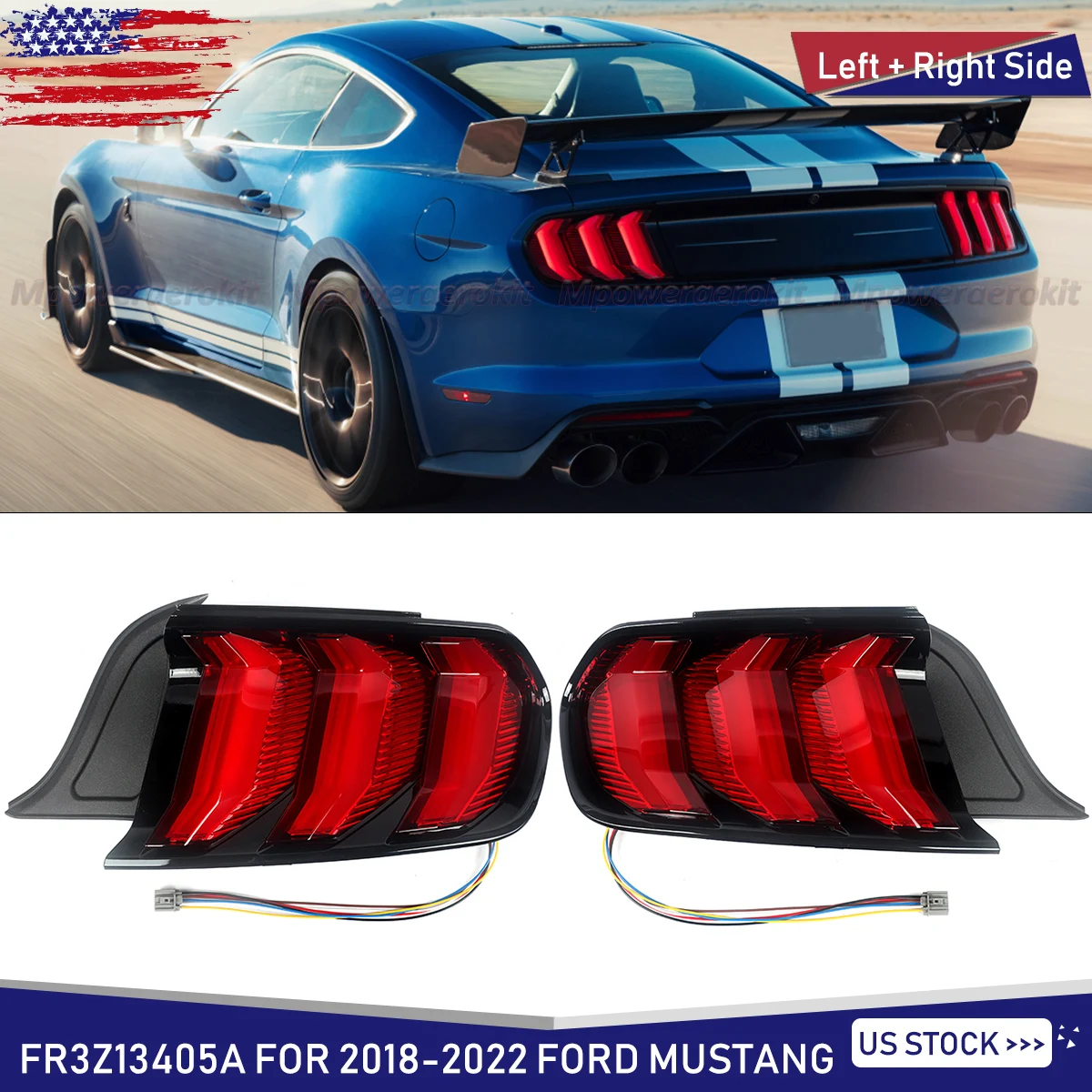 

Цельные задние фонари с левой или правой стороны, подходят для 2018 2019 2020 2021 2022 Ford Mustang, светодиодный задний фонарь JR3B-13B504-AG