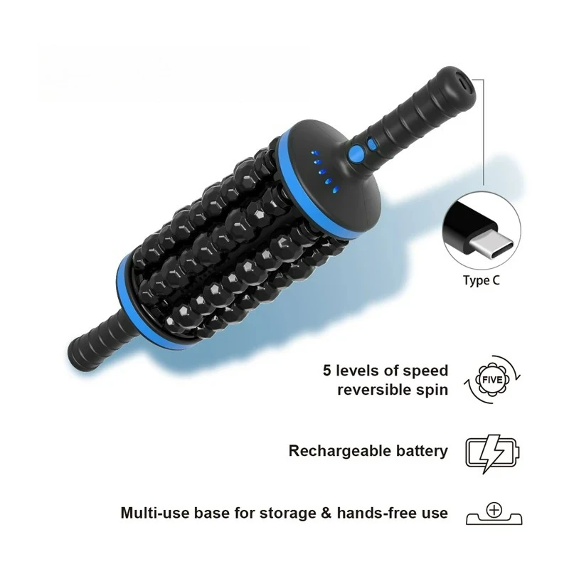 NEW Cordless Roller Body Massage Rechargeable Vibrators 360 Rolling Percussive Massager Muscle Relaxation Back Foot Leg Relaxer