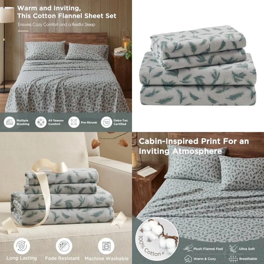 

Woolrich Cotton Sheet Set Cottage Charms Print, 100 Cotton Flannel Sheets Warm Fuzzy Bedding Set Size Sheets, Fitted Pocket Fit