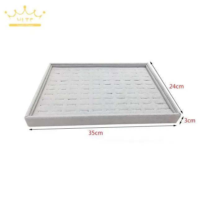 Velvet Jewelry Plate Hundred Ring Display Tray Ear Stud Storage Box Jewelry Display Prop Ring Earring Organizer 35*24Cm