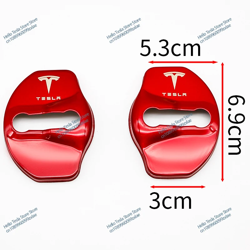 4 PCS Fashion Stainless Steel Car Covers Door Lock Protecting Cover Decoration For Tesla Model 3  Model Y S X Roadster Spacex