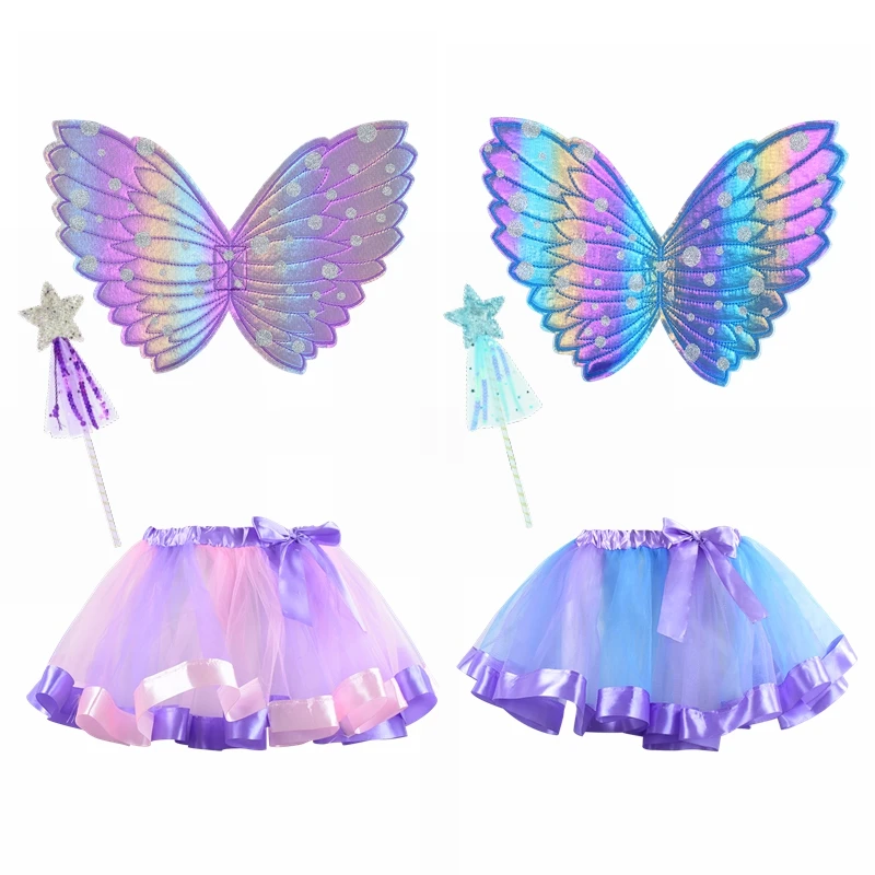 Party Colorful Angel Butterfly Wings Fairy Stick Makeup Dance Skirt Costume Props Girls 1 First Birthday Party Favors Gift Decor