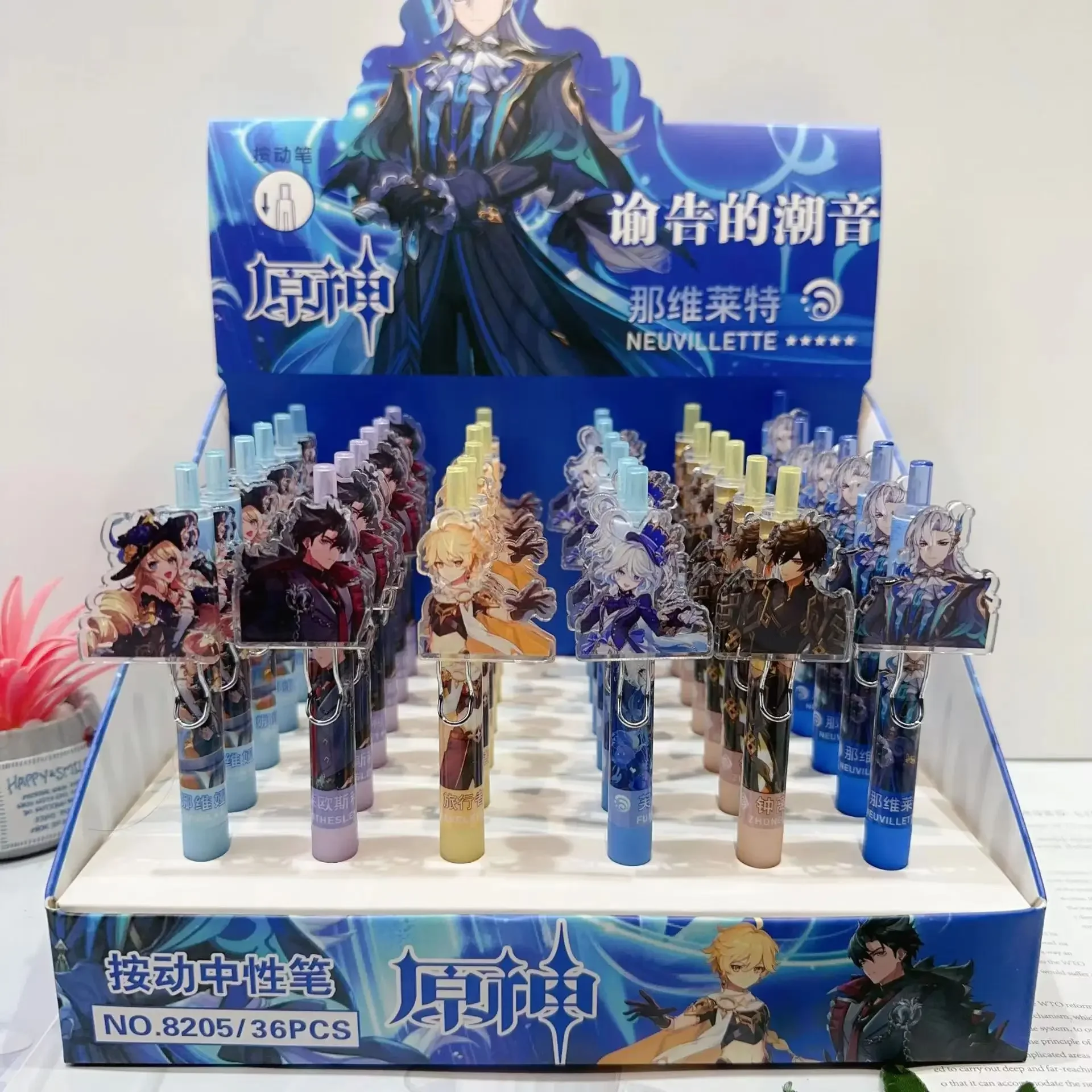 

New 6Pcs 0.5mm Acrylic Gel Pen Morax Aether Neuvillette Wriothesley Focalors Furina de Fontaine Navia Press Pen