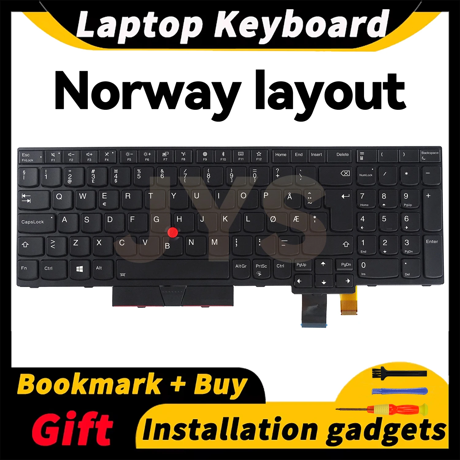 

For Lenovo ThinkPad T570/T580/P51S/P52S laptops replacement keyboard with backlit Norway layout 01ER582 01ER541 SN20M07934