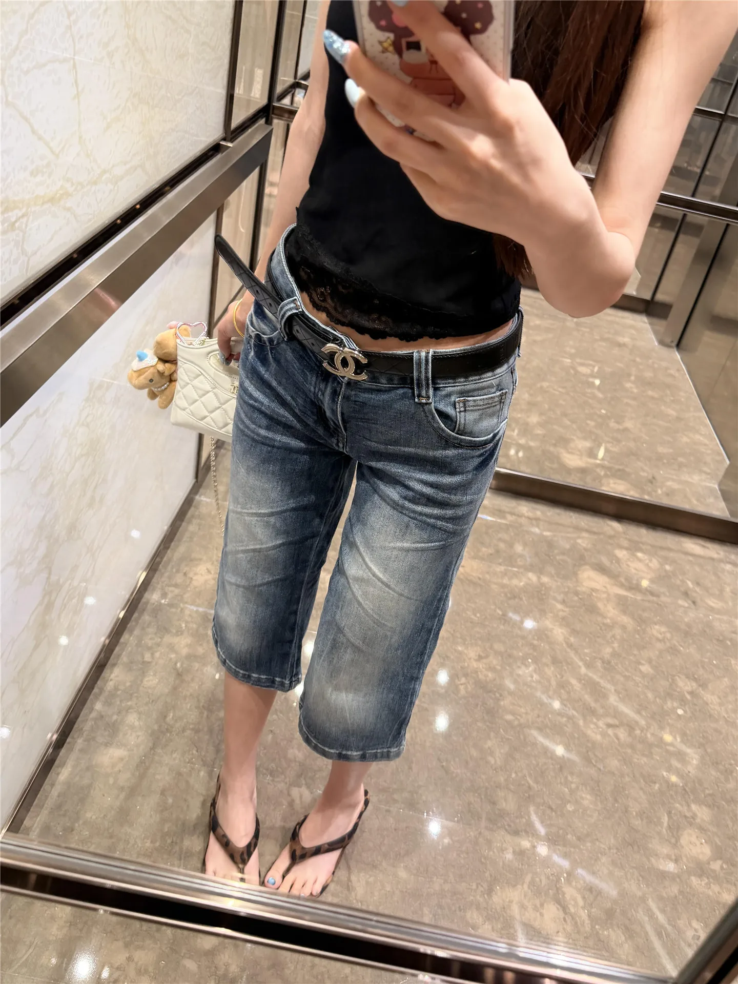 

American Vintage Low Waist Seven-Foot Jeans Women Summer Slimming Fashionable Denim Pants Hot Girl Style Casual Cotton Jeans