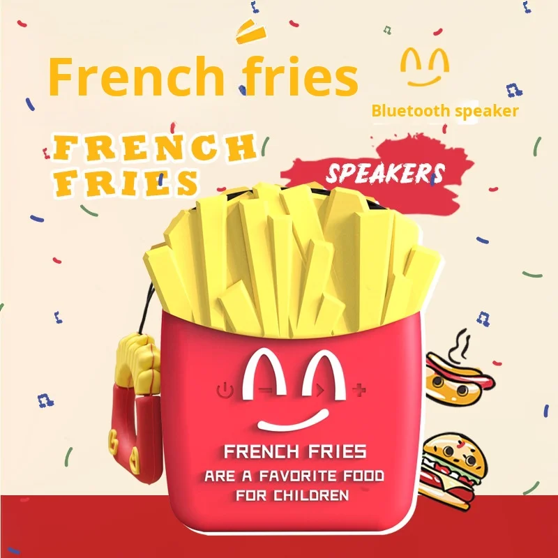 New french fries bluetooth speaker cute outdoor home portable silicone skin-friendly waterproof plug card gift small audio