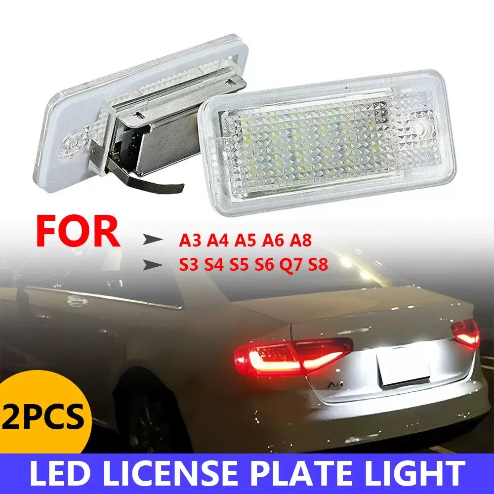 

2pcs LED Car License Plate Light Fit for Audi A3 A4 A6 A8 B6 B7 Q7 LED Tag Lights LED Beads License Number Plate Lamp