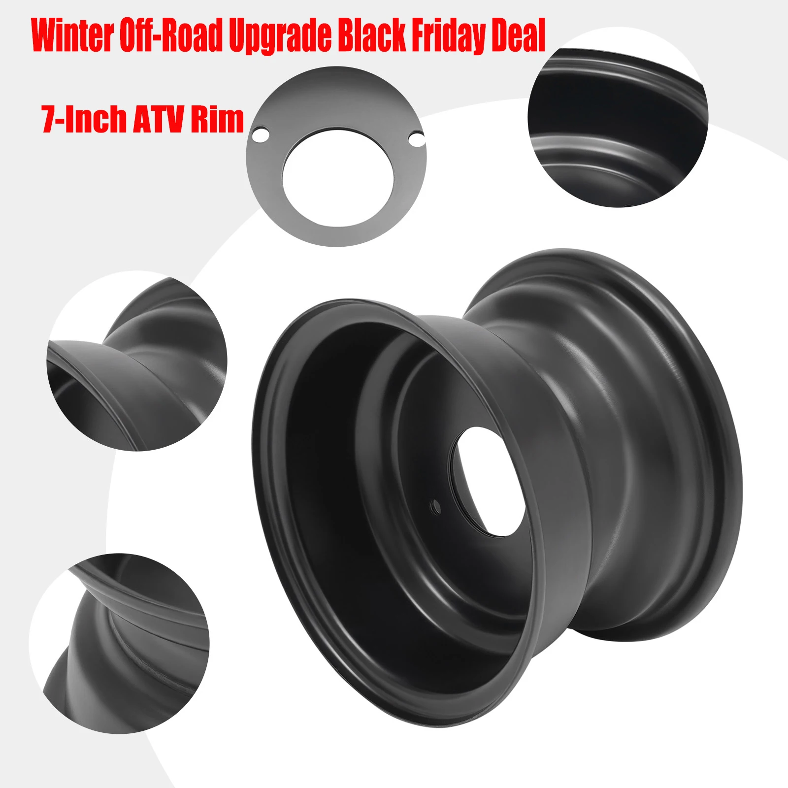 

Зимнее обновление для бездорожья Black Friday Deal: 7-дюймовый обод для квадроциклов емкостью 125 куб.см с ступицей колеса с 3 отверстиями, совместимым с шиной 16x8-7