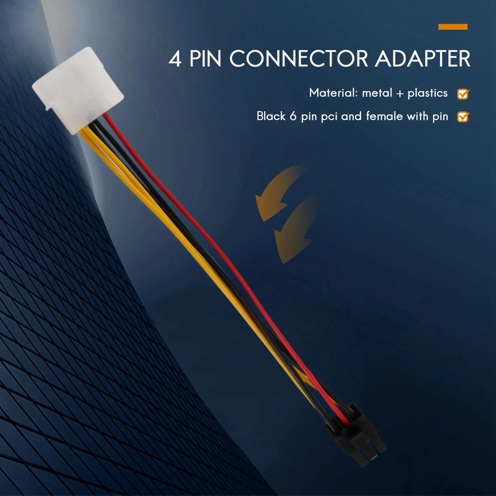 كابل محول 4-Pin ذكر إلى 6-Pin أنثى مقبس كابل الطاقة لمحول PCIe PCI Express